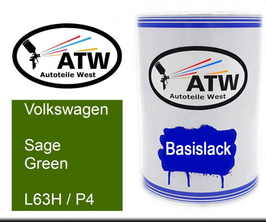 Volkswagen, Sage Green, L63H / P4: 500ml Lackdose, von ATW Autoteile West.